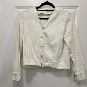 White denim bomber jacket